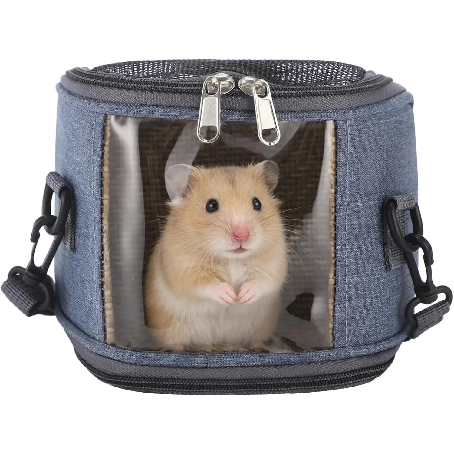 Small Animal Carrier Bag, Breathable, Adjustable & Removable Shoulder Strap & Hand-Carry Design, Clear Front Window, Washable for Hamsters & Sugar Gliders, 7.1 x 3.5 x 5.5 in