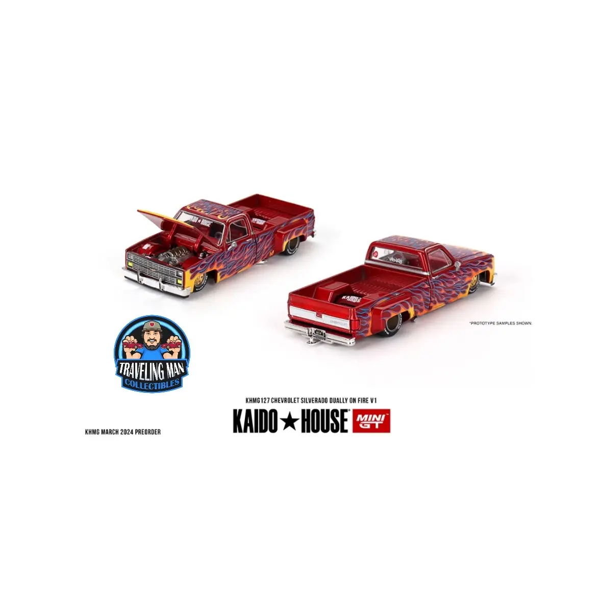 Kaido House Mini GT 1:64 Chevrolet Silverado Dually on Fire