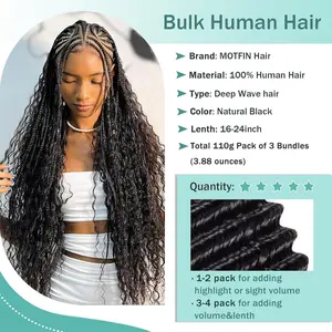 Human Braiding Hair for Boho Braids Human Curly Boho Hair for Braiding Knotless Curly Bulk Bohemian Human Braiding Hair for Boho Braids Curly Bulk Human Hair 100% Unprocessed Brazilian Virgin Hair for Braiding Bohemian No Weft Natural Color 100g
