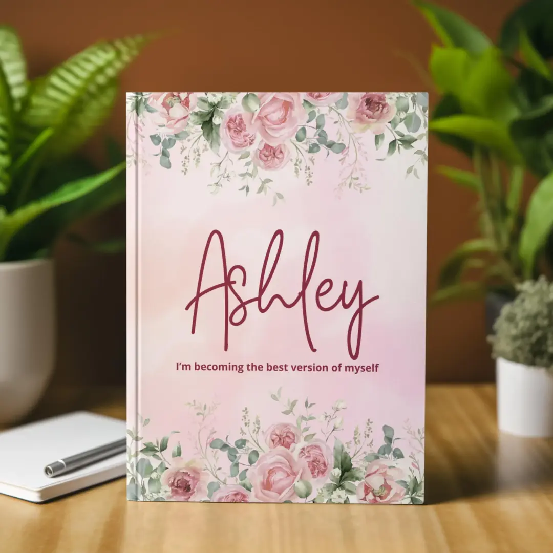 Personalized Flowers Hardcover Journal Notebook - Affirmation Journal for Self-Reflection - Customized Manifestation Journal - Hardcover Journal Notebook
