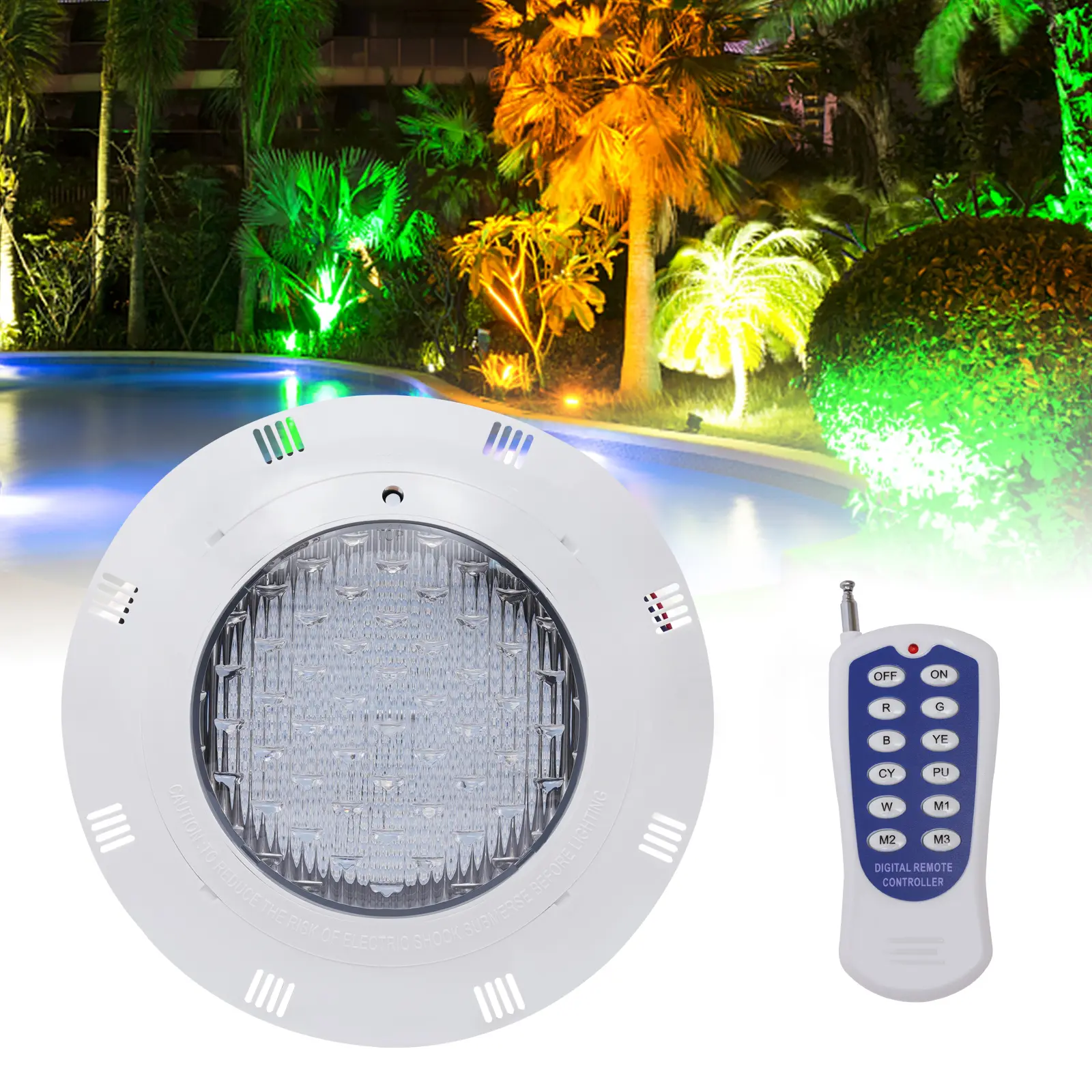 CNCEST 12V RGB LED Pool Light with Accessories, 460 Beads 2500LM IP68 Outdoor Waterproof Lights, 11.6" Diameter, Remote Control, 7 Adjustments, 11 Modes for Swimming Pools/Fountains