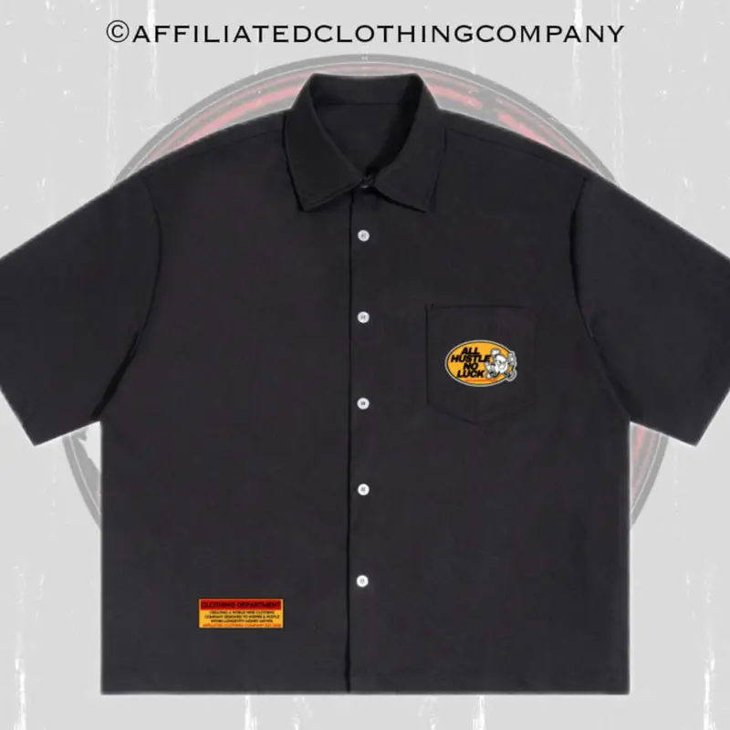 Men's All Hustle No Luck Button-Up Tshirt