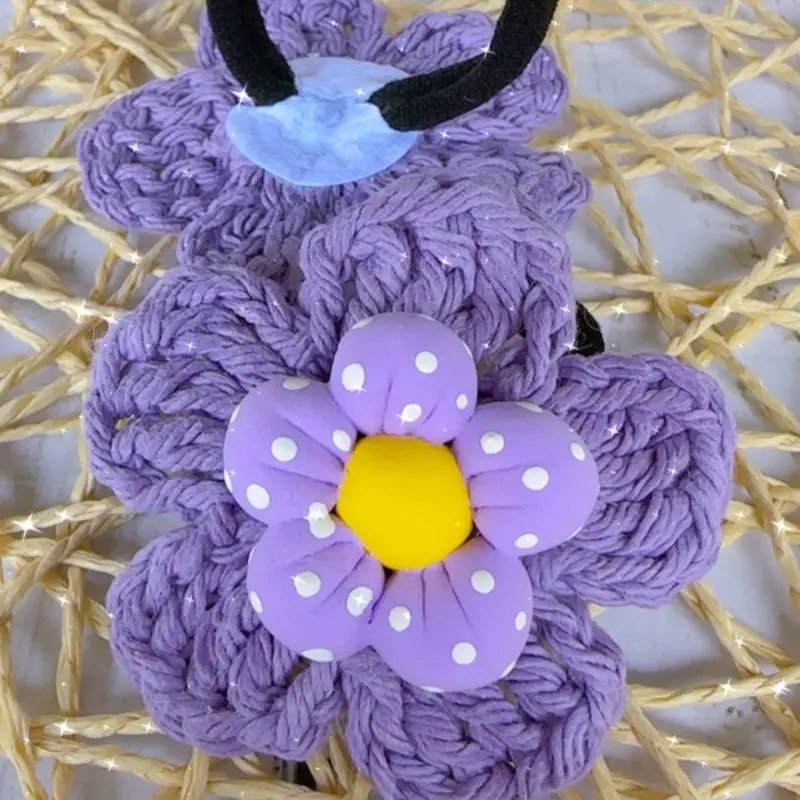 Crochet Flower Hair Tie, Cute Elastic Hair Accessory for Women