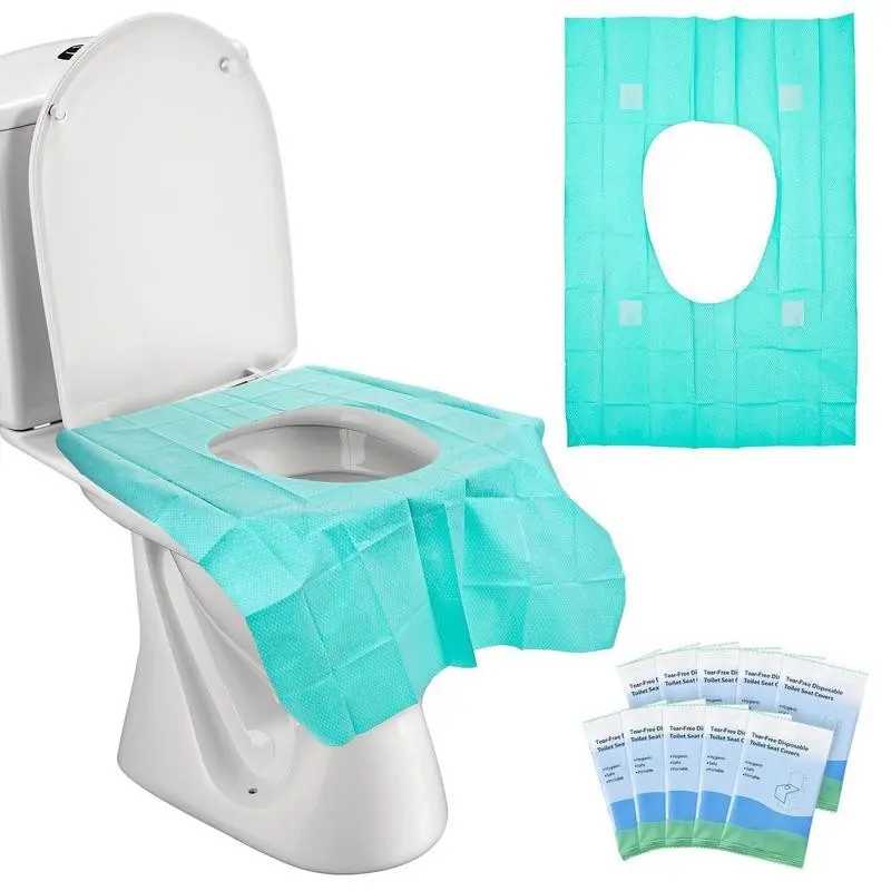 10 Packs Tear-Free Toilet Seat Covers Disposable for Adults and Kids, 16x24 Inch Waterproof Non-Slip Disposable Toilet Seat Cover for Travel, Public Toilet, Outdoors, Bathroom, Toilet Seat Protector (Individual Package)