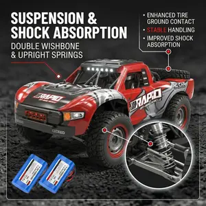 Perfect Gift for RC Enthusiasts 1:14 Scale Red 4WD Off-Road Car with Strong Grip High Speed Brushless Motor for Birthday Christmas Halloween Remote Control Truck