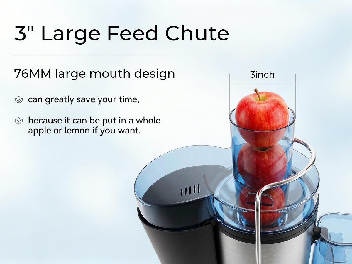 BOYUEVI-800W Home Use Multi-function Electric Juicer with 3" Feed Chute for Whole Fruits and Veg, Centrifugal Juicer with 30 oz. Juice Jug,BPA-Free, Easy to Clean