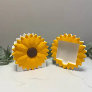 Sunflower Desk Organizer Set 3D Printed Pen Holder & Sticky Note Holder Floral Office Decor Teacher Gift Spring Desk Accessory