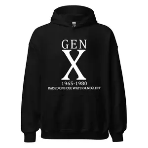 Made in USA, Gen X 1965-1980 We Don't Care Hoodie Generation X Graphic Hoodies Casual Fleece Fabric Pullover Hooded Sweatshirt for Women for Men, Perfect Gift