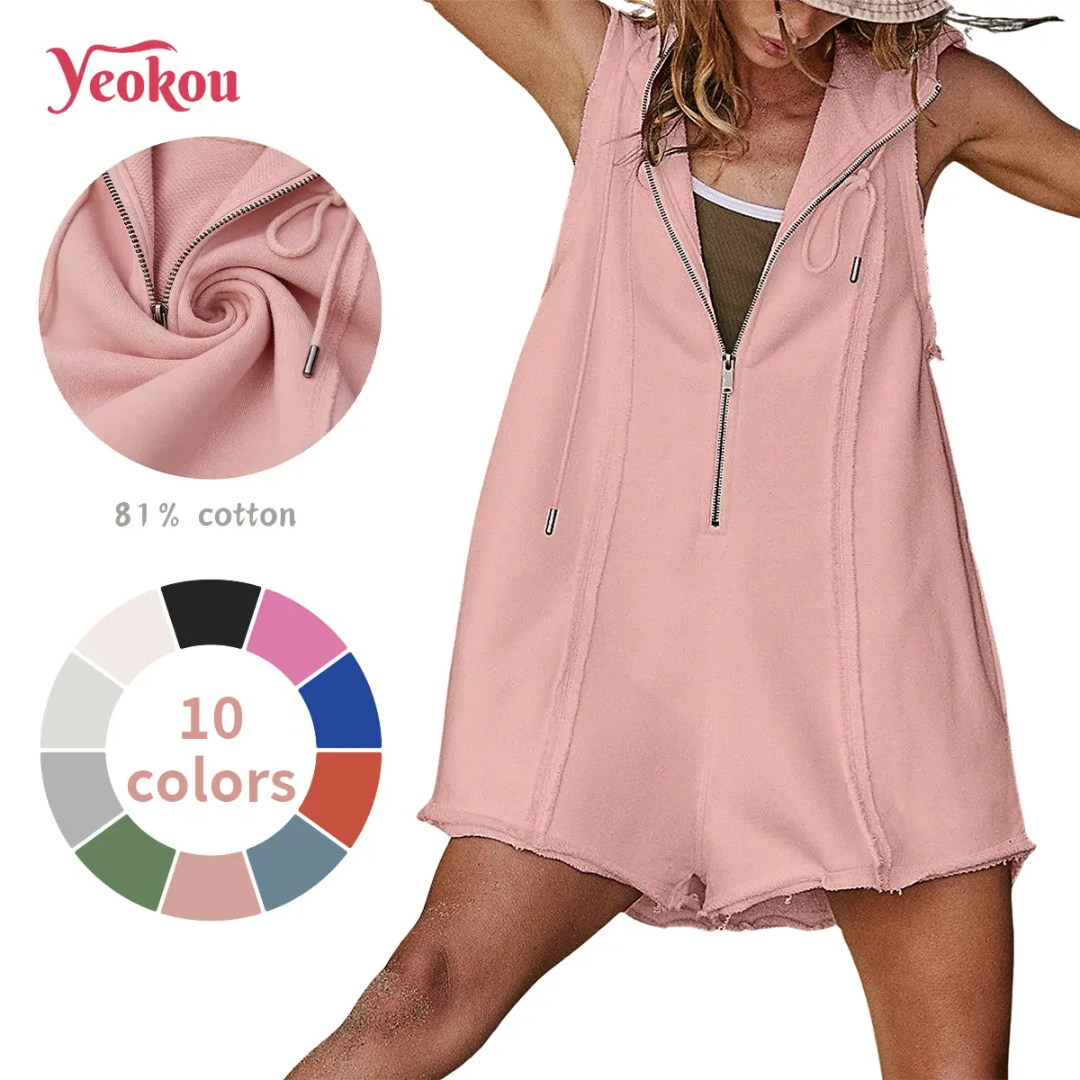 Yeokou Women's Sleeveless Half-Zipper High-Stretch Breathable