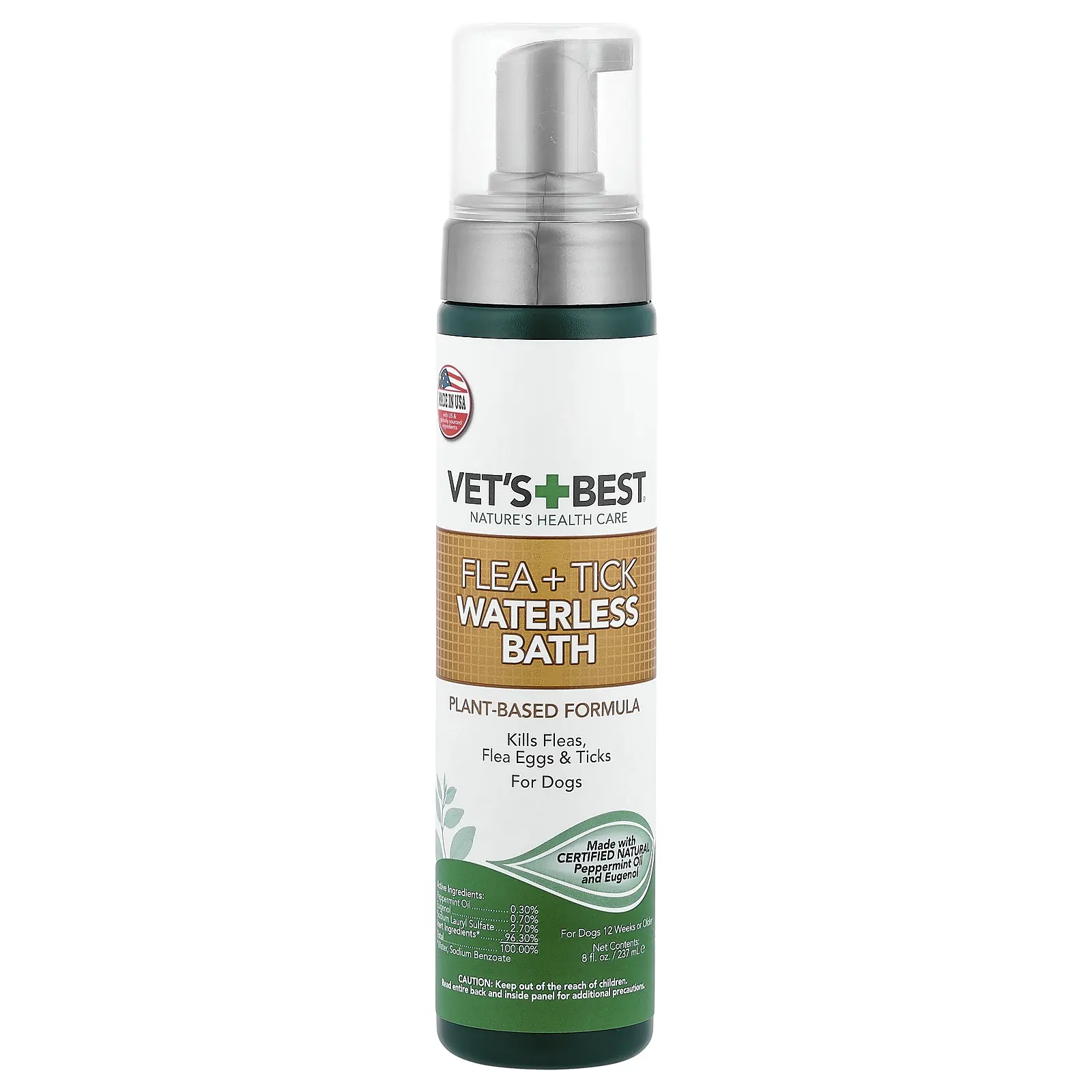 Vet's Best Flea and Tick Waterless Bath, 12 Weeks or Older, For Dogs, 8 fl oz (237 ml)