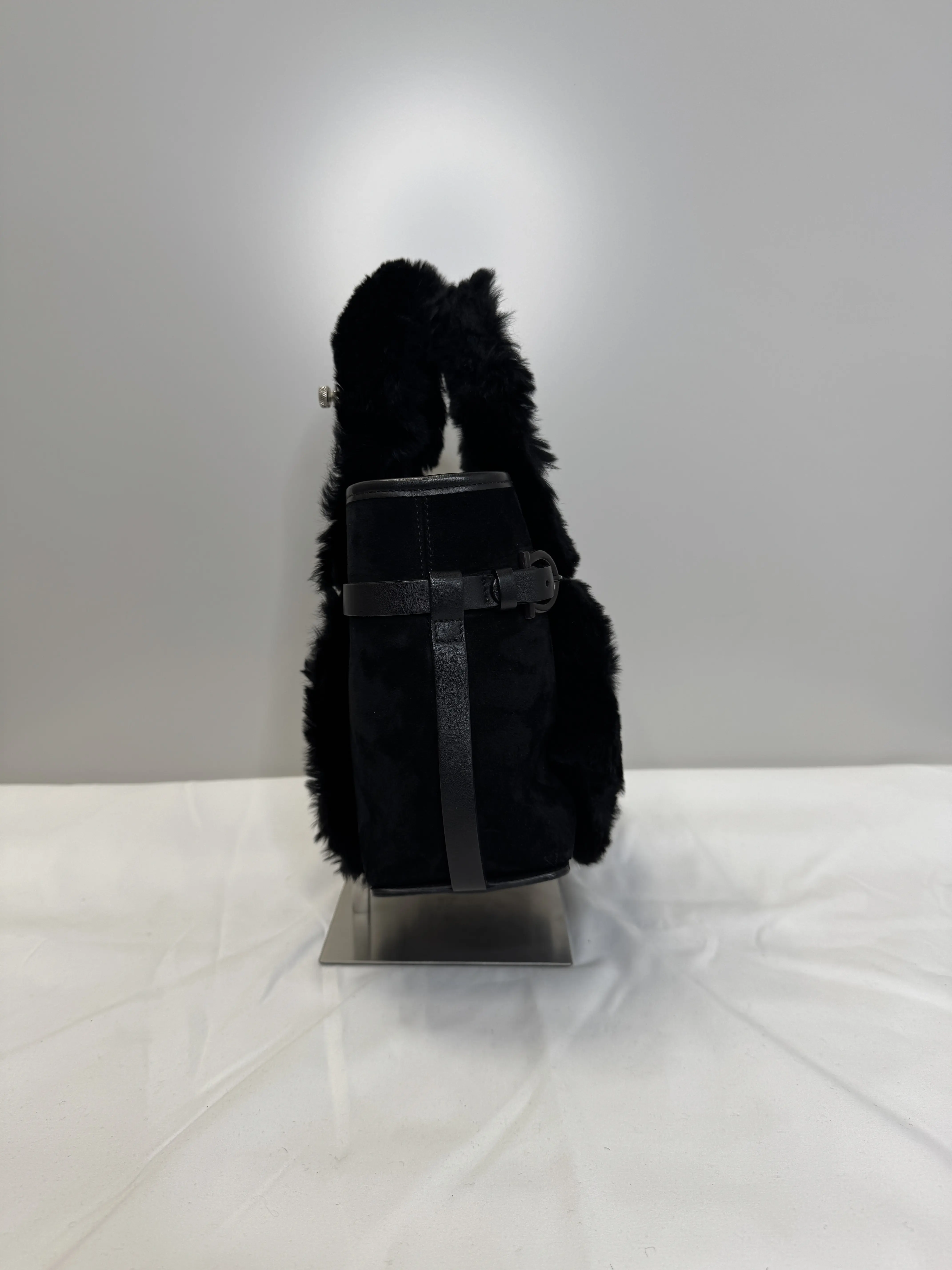 Pre-owned SALVATORE FERRAGAMO Suede and Faux Fur Tote Bags Suede