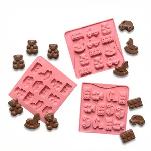 3pcs Car Horse Shape Silicone Molds, DIY Chocolate Candy Pudding Dessert Cake Decorations, Baking Cookie Insert Mold Set