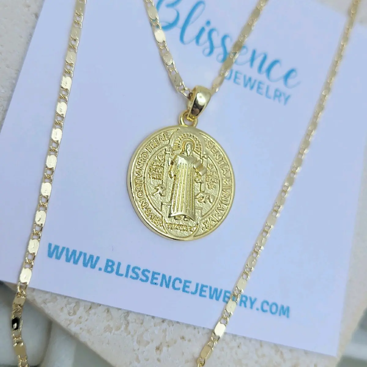 San Benito Necklace, St Benedict, oro Laminado,  gold filled jewelry,  women's jewelry, san benito, gift for her, regalo para mujer, Necklaces gold finish everyday women