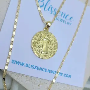 San Benito Necklace, St Benedict, oro Laminado,  gold filled jewelry,  women's jewelry, san benito, gift for her, regalo para mujer, Necklaces gold finish everyday women
