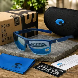 Costa Del Mar Rinconcito Polarized - Gradient Blue Frame/Gray, Costa Sunglasses For Men, Stylish, Durable, Versatile, Polarized, Anti-UV/Blue Light, Dust/Windproof – Gift For Him