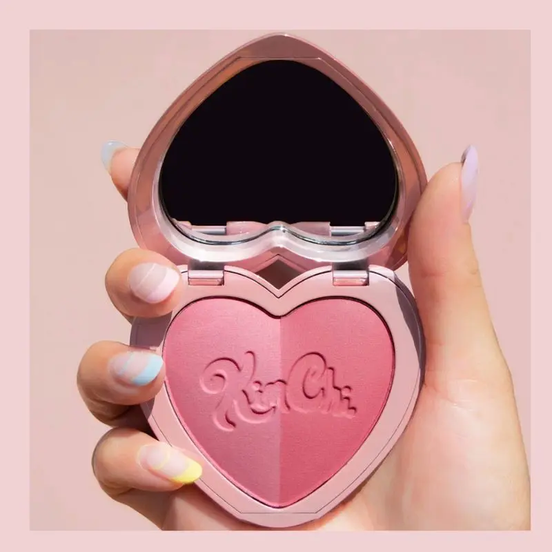 Kim Chi Thailor Blush 04 Cheeky Heart-Shaped Compact with Mirror 7g Blush Duo for Just Kissed Flush