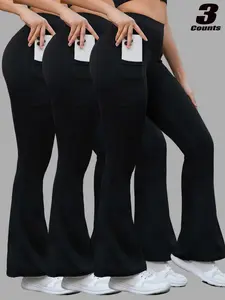 Women's High-Waisted Yoga Pants with Pockets, Tight-Fit Sporty Style, Thick Woven Fabric, Perfect for Fall & Winter Fitness Activities, High Waisted Leggings