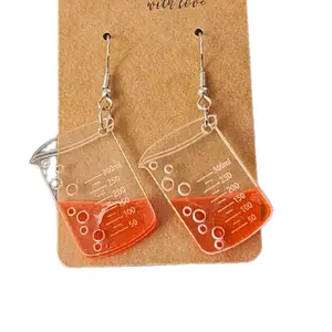Chemistry Earrings - Stylish Durable Plastic Hook Earrings with Chemistry-Inspired Design - Lightweight for Everyday Wear - Unique Motif for Science Enthusiasts