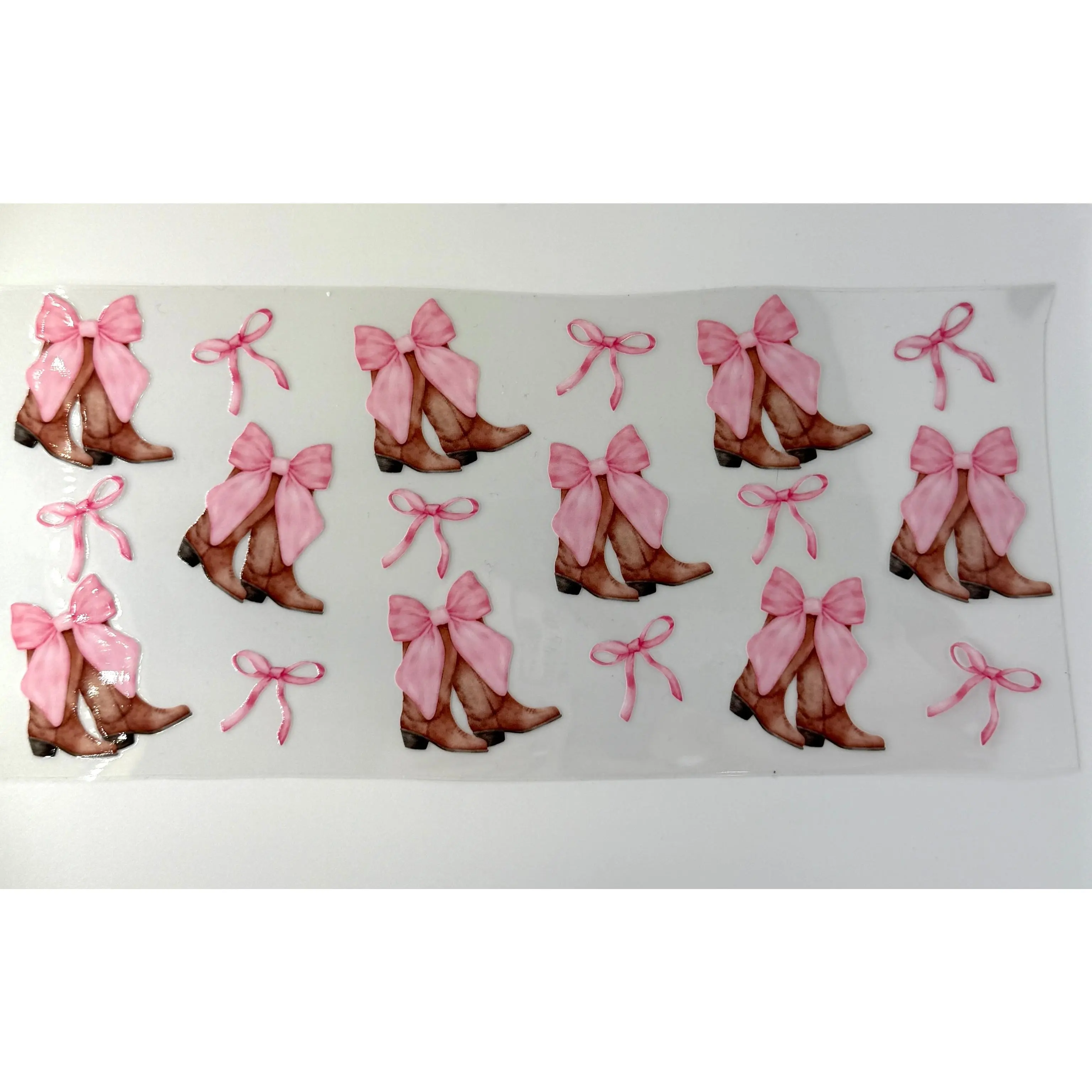 Coquette Pink Bow Cowboy Boots 16oz Libbey Cup Wrap UV DTF
