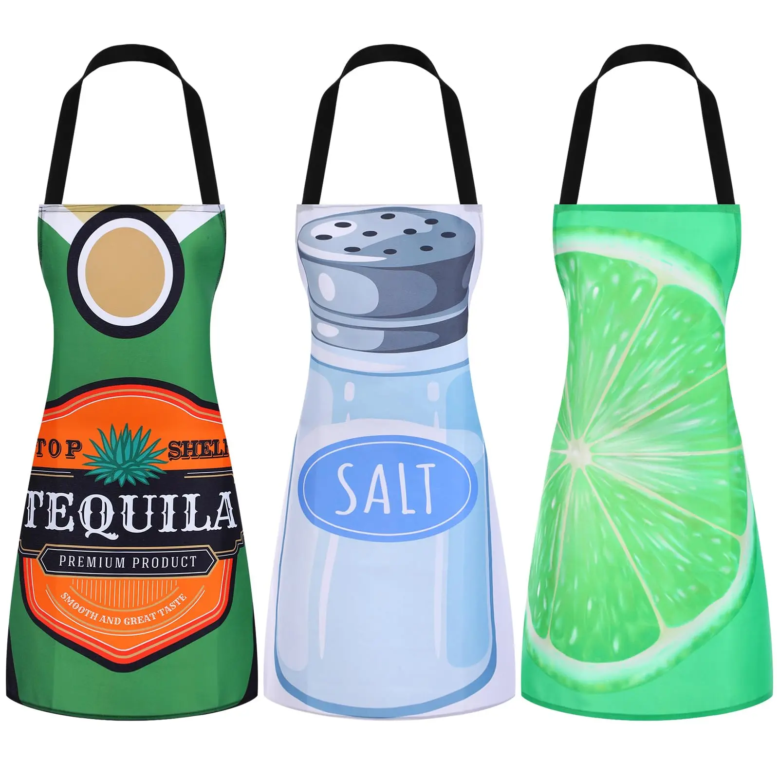3 PCS Halloween Group Costume for 3 People,Tequila,Salt&Lime Funny Halloween Apron Costume Set for Friends Bestie Groups and Office Teams,Cosplay Outfit Accessories for Themed Party