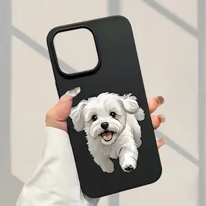 A white Maltese Dog Pattern Phone Case, TPU Shockproof Protective Case, Suitable for iPhone 17/16/15/14/13/12/11 PRO PLUS AIR and PROMAX, Ideal Gift for Friends and Family, DKYT80