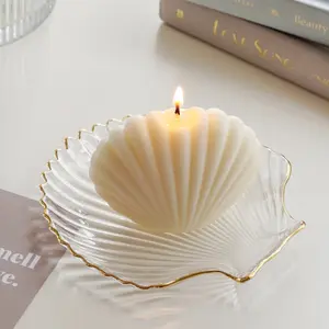 [ bluewine studio ] GIFT SET [Seashell Candle & Clear Shell Tray] Beach Ocean House Home Living Kitchen Dining Serving Trays Platters Room Decor Interior Favor