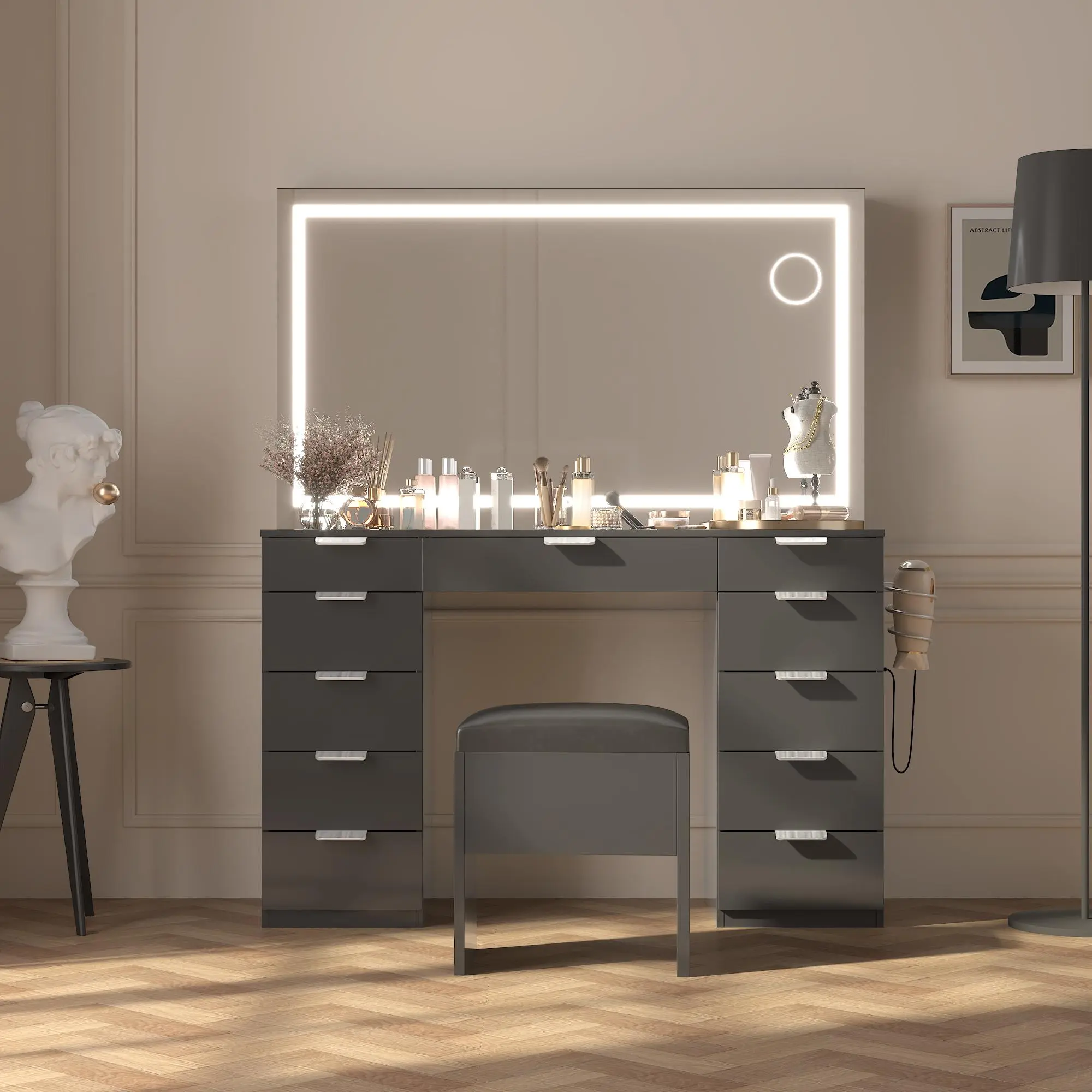 Black LED-11 Drawers 