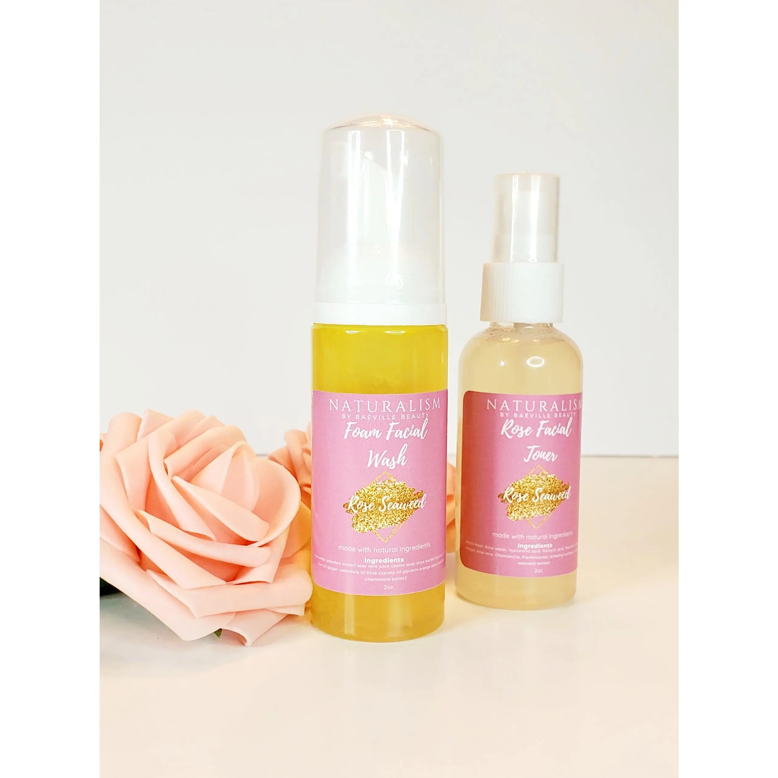 Rose Seaweed Foam Facial Wash & Toner Set