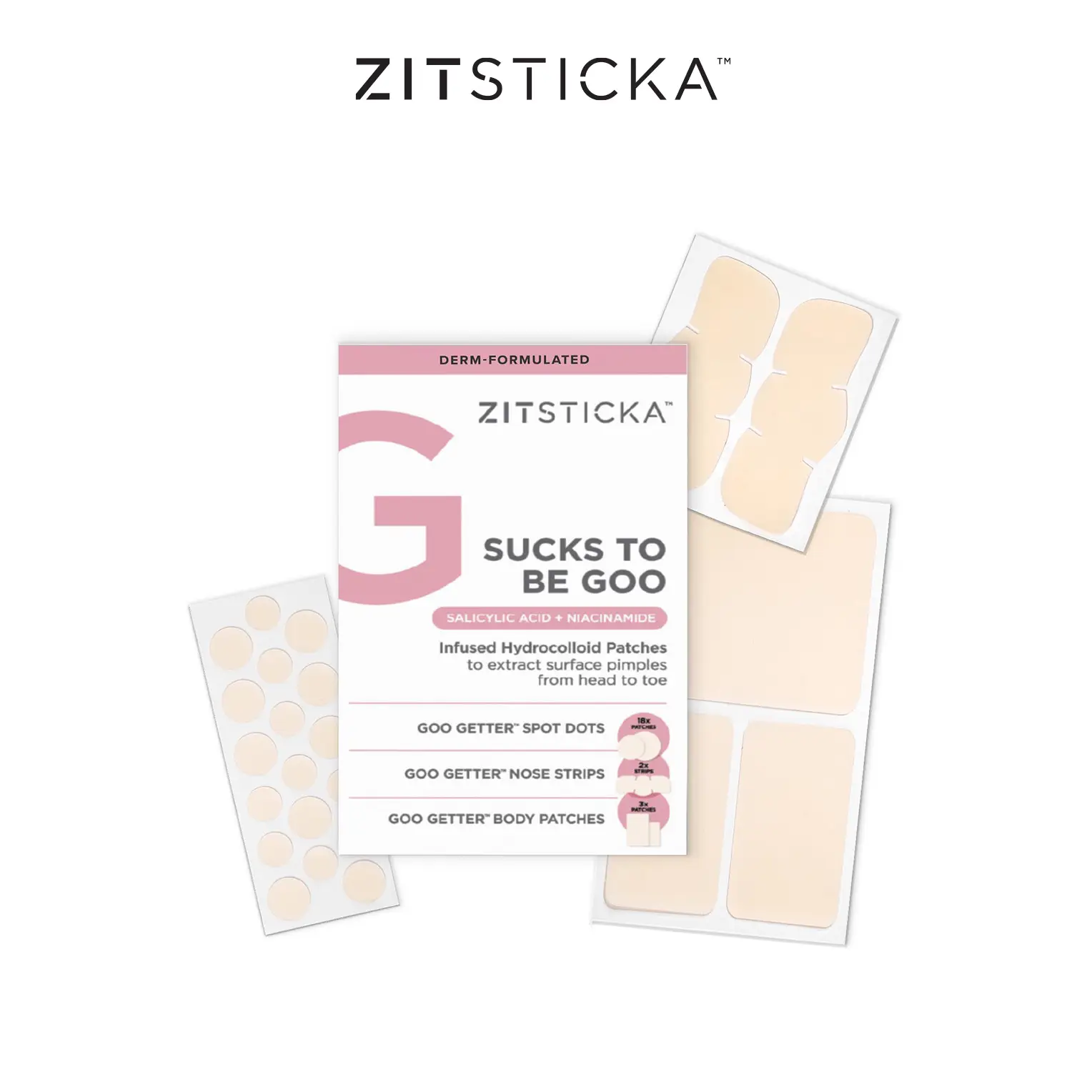 Zitsticks SUCKS TO BE GOO Acne Patches for Face and Body Care - Covers Blemishes and Clears Clogged Pores - Skin Care for Your Skin Barrier - 23 Count