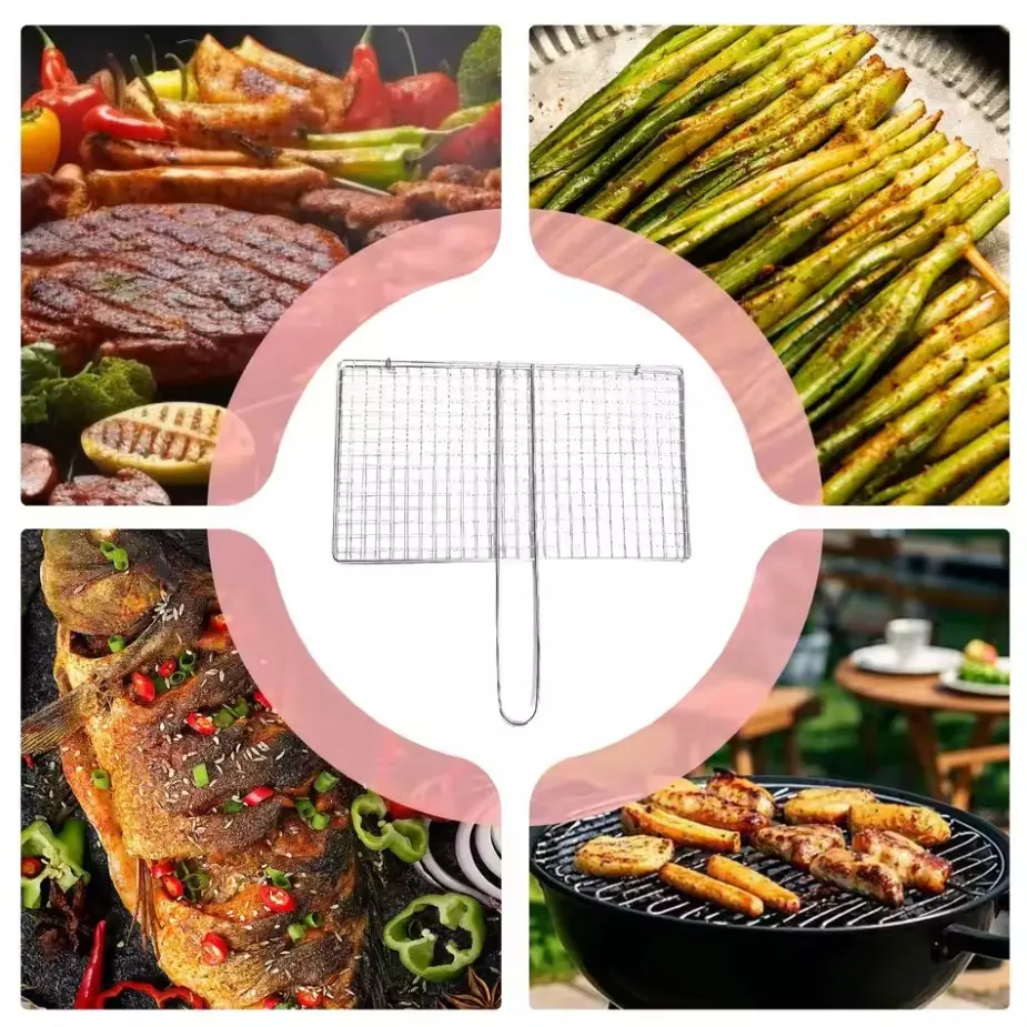 Portable Metal iron Folding Grill Basket BBQ Grill Basket With Handle for Fish Vegetables Shrimp Cook Accessories Barbecue Accessories Grilling Accessories Outdoor - TikTok Shop Portable Metal iron Folding Grill Basket BBQ Grill Basket With Handle for Fish Vegetables Shrimp Cook Accessories Barbecue Accessories Grilling Accessories Outdoor - TikTok Shop