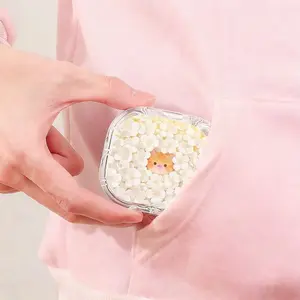 White Floral Orange Cat Print Retainer Box High Grade Transparent Denture Box Home Travel Universal Orthodontic Retainer Case Wear Resistant Compression Proof Teeth Storage Box