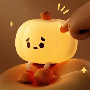 New Year Gifts Pumpkin  Night Lights Cute Soft Silicone Safe Lamp Decorations Timing Dimmable Bedside Decor Kids Baby newyear Gifts