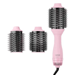 VEVOR Hair Blow Dryer Brush, Ionic Hair Dryer and Styler Volumizer with 65MM & 75MM Ceramic Titanium Barrels, Less Frizz and Heat Damage Hot Air Brush for Straightening Drying Curling