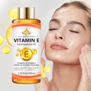 SUMFANG Vitamin E Facial Oil, Moisturizing Care Serum 100ml, Vitamin C + Jojoba Oil + Plant Squalane, deeply moisturizes and evens skin tone, Refreshing and easily absorbed, anti-oxidant and brightening, creating a smooth radiant complexion