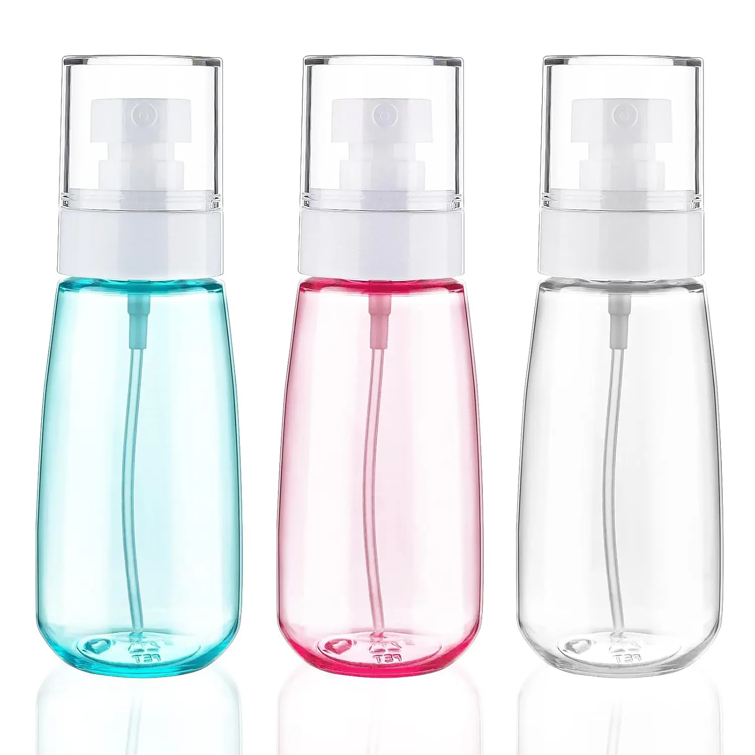 3pcs Small Spray Portable Transparent Spray Bottle Travel 100ml Fine Mist Mini Empty Spray Bottle Refillable Spray Containers - Leak-Proof - For Toner, Face, and Hair Spray, Pump Bottles Set