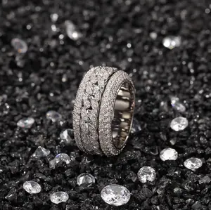 14K Gold Vacuum	 Plated Copper Rotatable Lucky Ring with 5A+ Sri Lanka Zircon, Unique & Stackable Elegant Everyday Gold Rings, Miami-Italy-Mexico & Micro Inspired Luxury  Jewelry for Daily Wear, Casual Gift, Unique Rings cluster mens anxiety