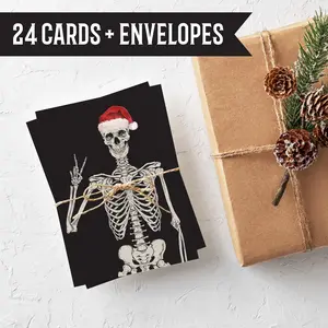 Skeleton Christmas Cards Peace Signs - 24 Pack