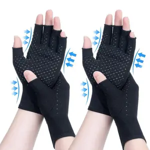 2 Pairs Arthritis Compression Gloves for Rheumatoid, Osteoarthritis, Carpal Tunnel Pain, Anti-Slip Gloves for Work, for Women & Men (Black, M)