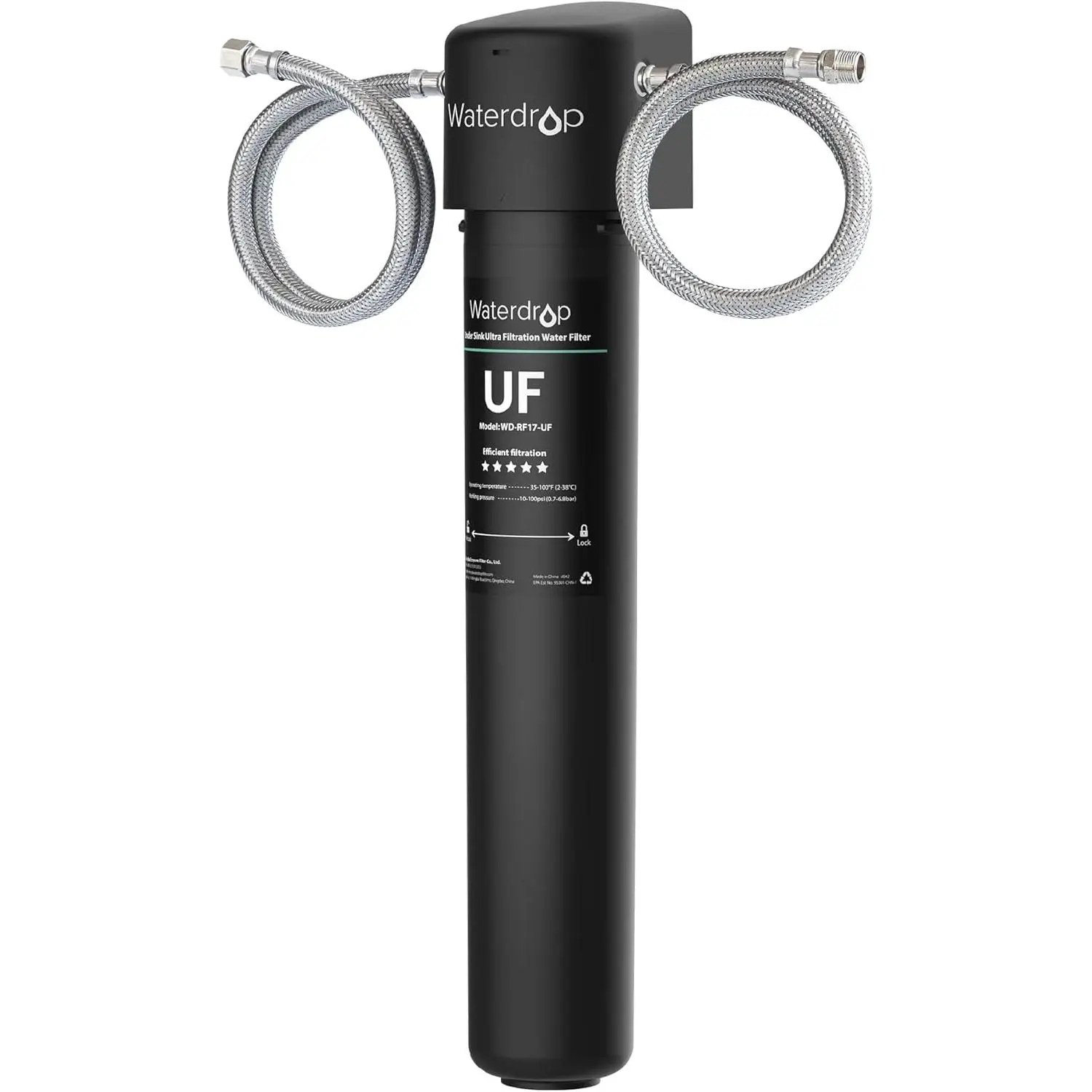 Waterdrop 17UA-UF Under Sink Water Filter, 3 Years or 24K Gallons, NSF/ANSI 42 Standard, 0.01 Micron Ultra Filtration,Reduces Lead,Chlorine