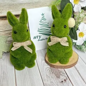 Spring/easter Nutcracker Decoration, Classic Gardening Flocking Rabbit Statue, Easter Bunny, Outdoor Moss Rabbit, Holiday Garden Party Decor