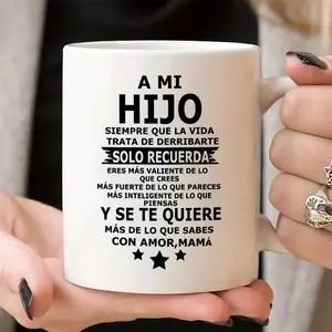 [Inspirational Ceramic Mug] Reusable 11oz Ceramic Mug - Inspirational Spanish Quote Coffee Cup, Dishwasher-Safe, Heartfelt Message from Mom to Son, Ideal for Birthdays & Holidays, Perfect Home Decor Gift