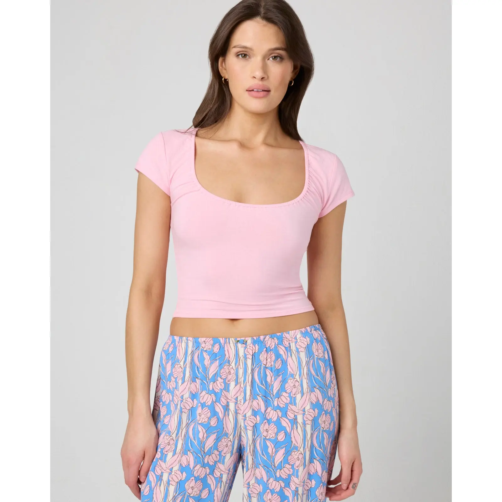 Cotton Modal Ruched Short Sleeve