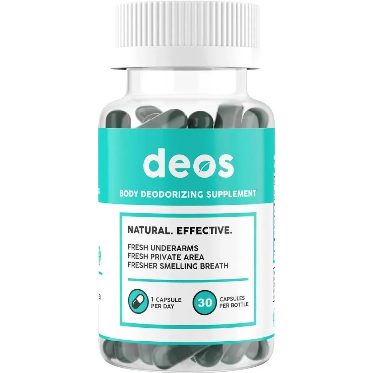 DEOS Internal Deodorant Supplement – Full Body Deodorizer for Gut Health, Skin Health, Detox & Digestion Support – Natural Odor Control Chlorophyll Pills | 30 Capsules
