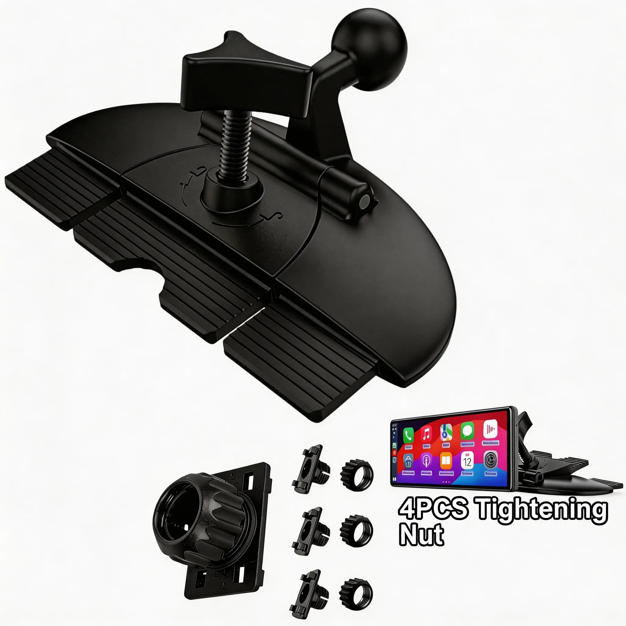 CD Slot Replacement Mount for Garmin GPS Navi - Car Accessory with 17mm Ball Adapter, 4-Button Secure Lock, Carplay Screen & Car Cellphone Holder Fit for 4"-11 in Devices (4PC), Car Cellphone Mount