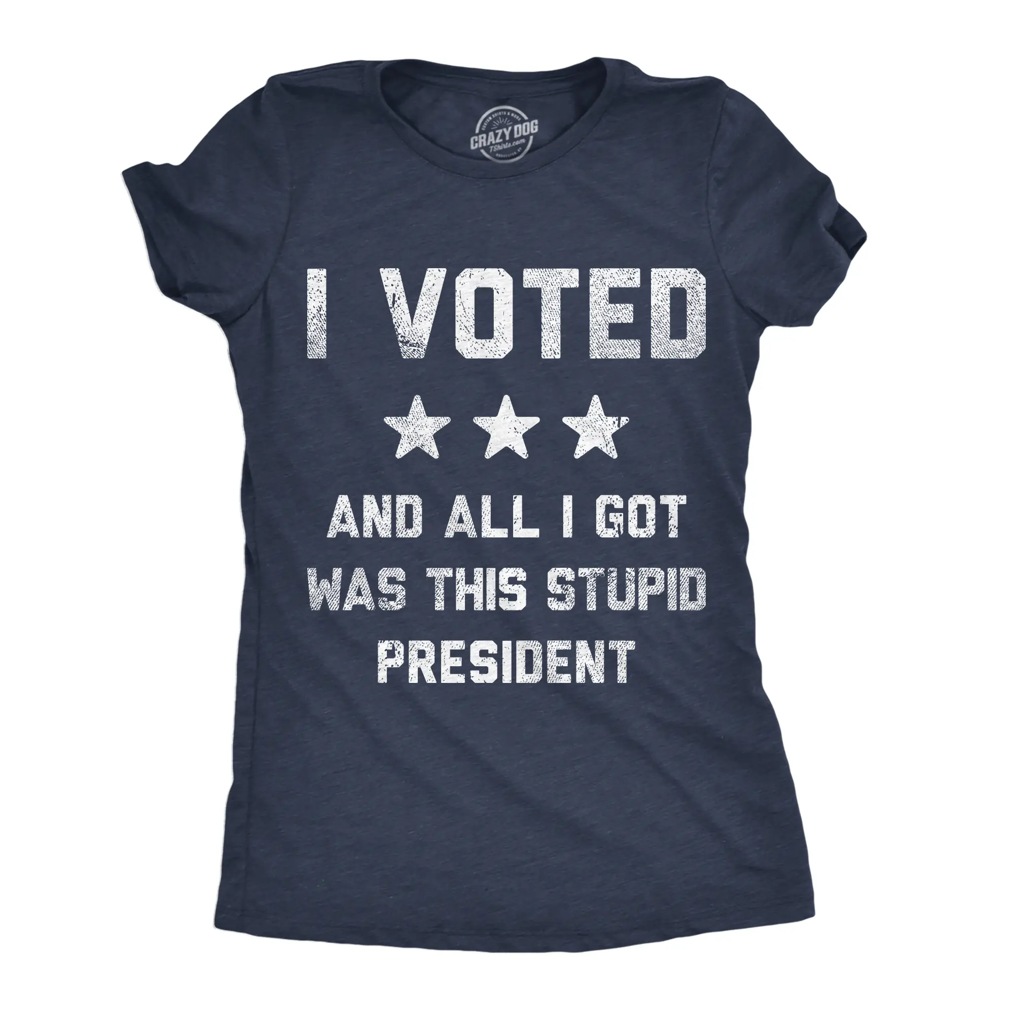 Womens Funny T Shirts I Voted and All I Got Was This Stupid President Politcal Tee Funny Womens T Shirts Cute Vintage Fashion Casual Ladies T-Shirt Gift Sarcastic Tops for Women Funny Political Top Women's Navy -