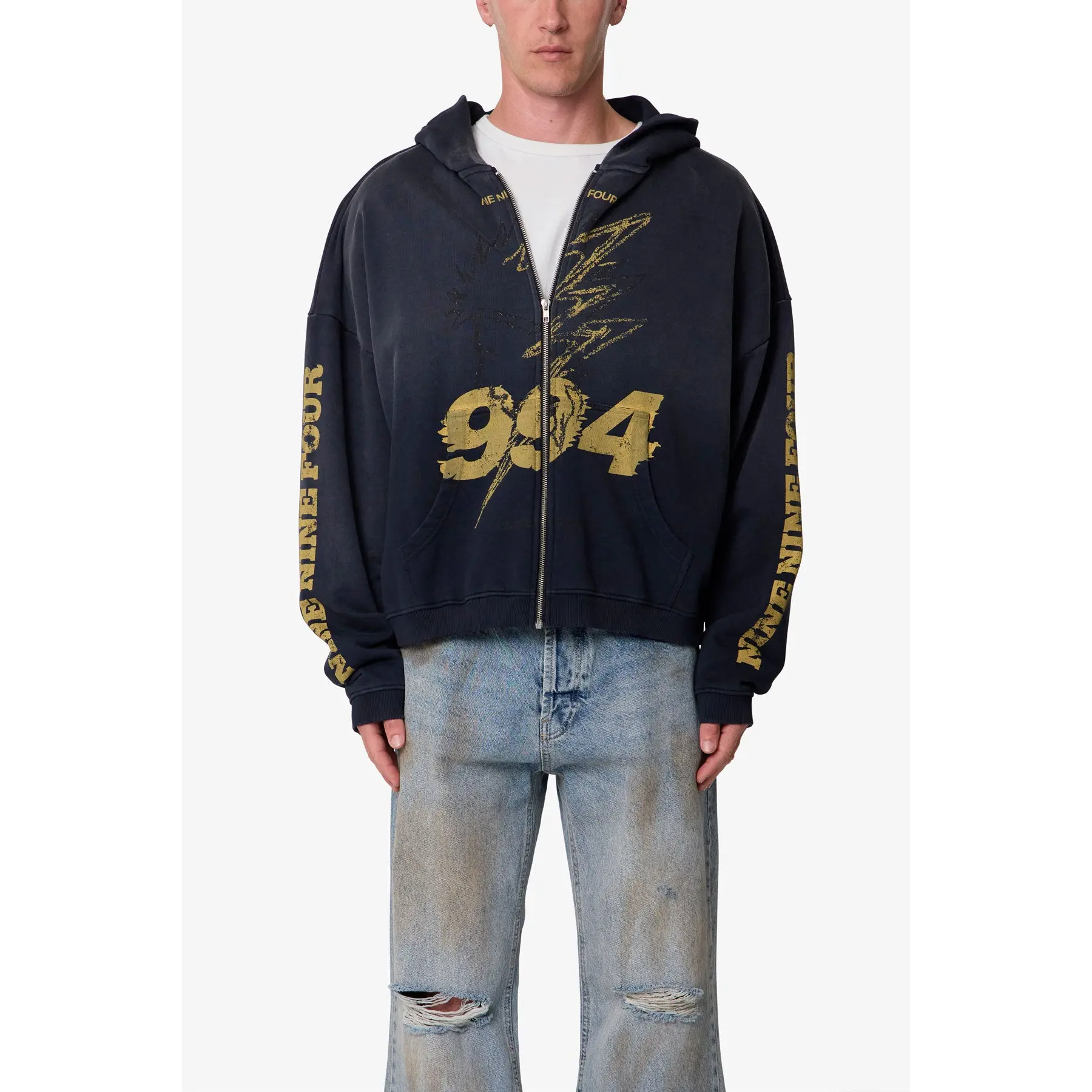 mnml Quiet Zip Up Hoodie - Washed Black