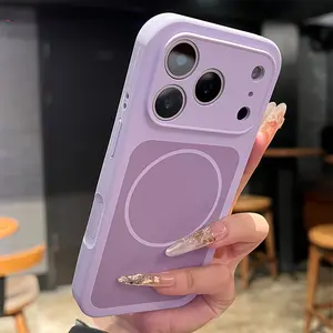 New skin sensitive magnetic liquid silicon contrasting shock-absorbing Silicone phone case suitable for Apple/iPhone17promax/17Air/17pro/17 series compatible with MagSafe wireless charging simple male and female couple phone protection case