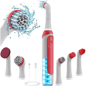 Rechargeable Electric Grout Brush with Built-in , Upgraded Stainless Steel Wire Power Brush & IPX7 , Cordless Cleaning Brush & 5 Replacement Heads for Tile Grout Crevice