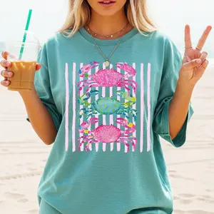 Comfort Colors Funny Crab Shirt, Beach Vibes Graphic Tee, Nautical Summer T-Shirt, Coastal Vacation Top, Cute Ocean Lover Gift