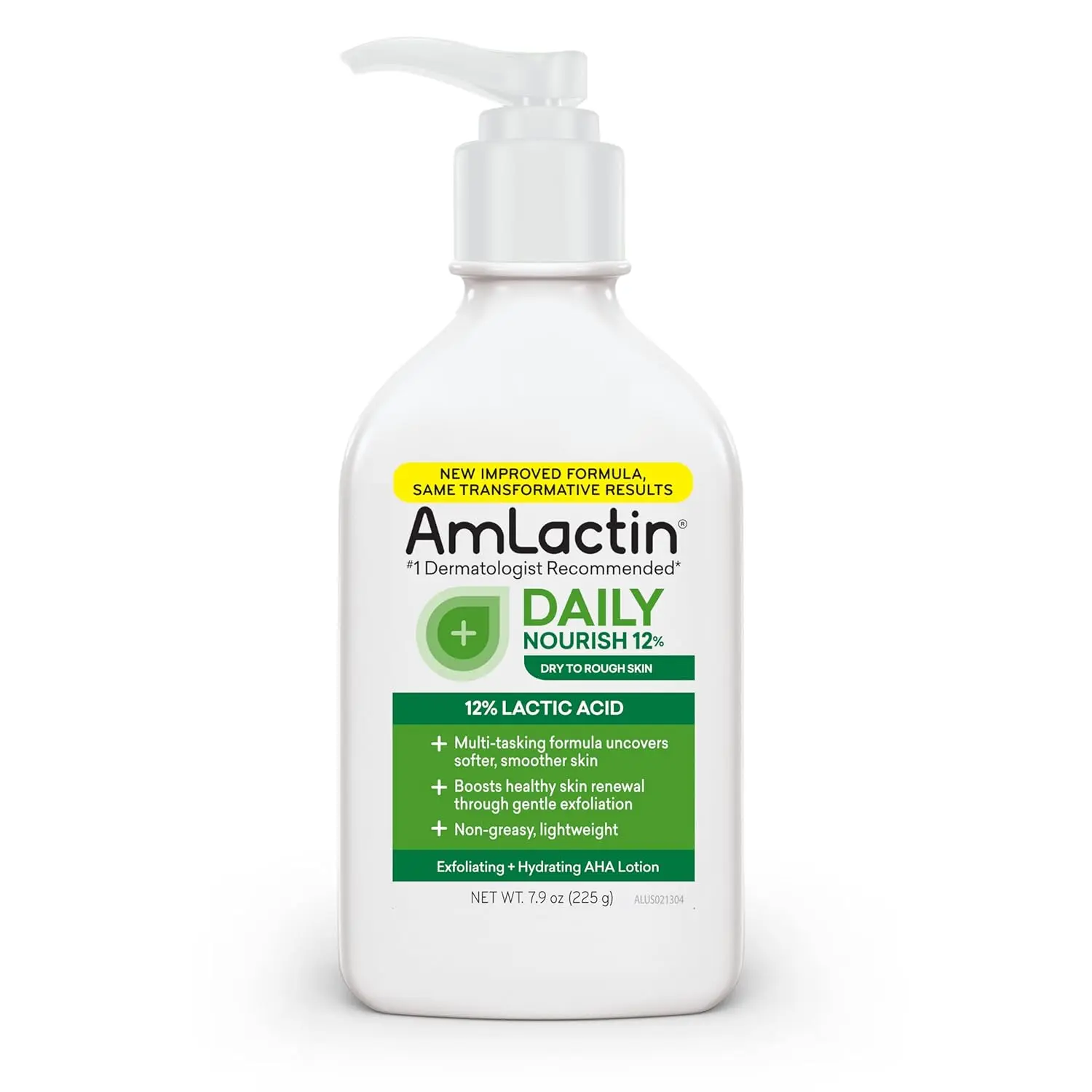 AmLactin Daily Moisturizing Lotion for Dry Skin 7.9 oz Pump Bottle with 12% Lactic Acid & 2-in-1 Exfoliator Body Lotion